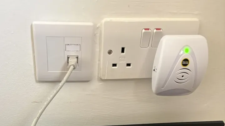 Ethernet cable connected to the new network socket at Niall’s home
