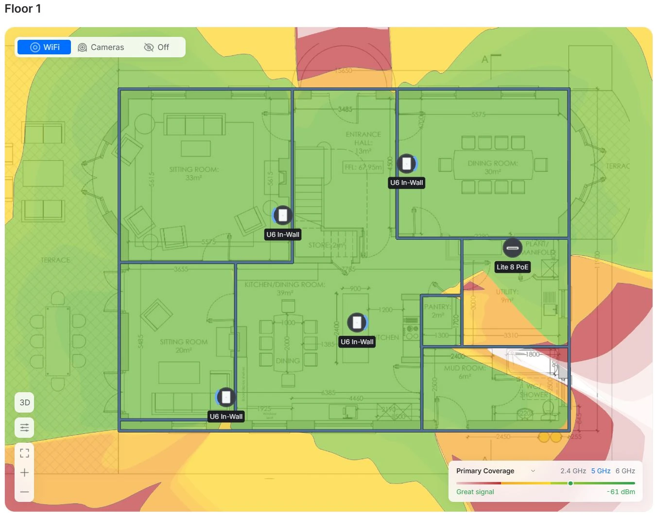 Wi-Fi heatmap plan for Sean's new build home in County Dublin